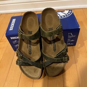 Birkenstock Franca Jade green oiled leather new size 38 narrow 7/7.5
